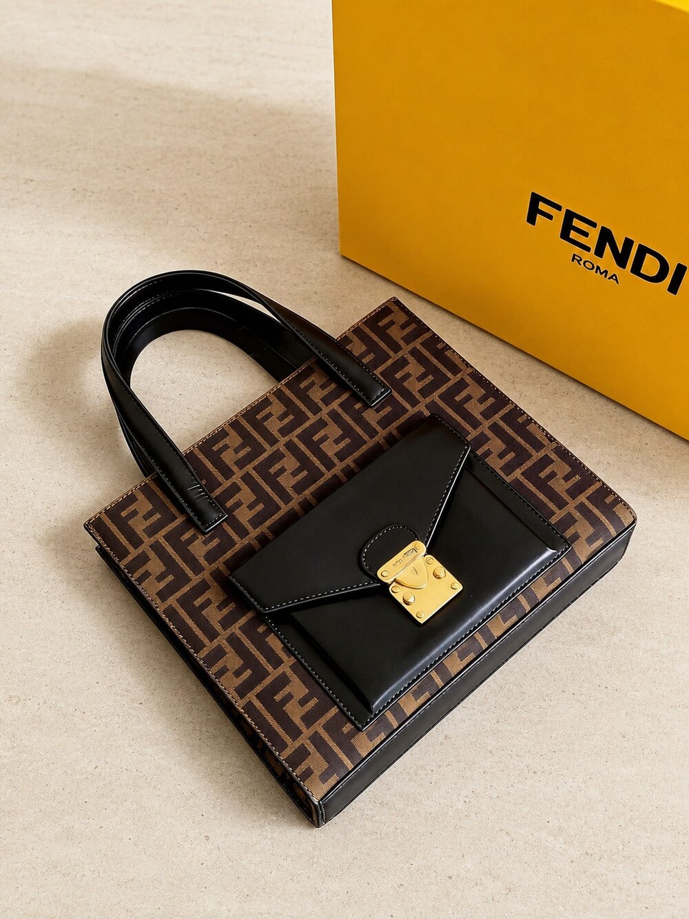 Fendi Vintage Zucca Canvas Flip Lock Tote Bag - Picture 3 of 6